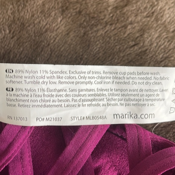 💋SALE💋 NWT Marina Sport Bra in Magenta with Removable Cups, Size L. - Picture 6 of 7